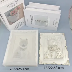 3D Cat Relief Silicone Mold Retro Court Style Plaster Mold DIY Art Craft Detail View