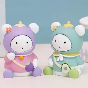 Cute cartoon bear figurine fruit backpack cute desktop ornament resin craft home decor