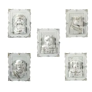 3D animal relief wall art vintage portrait framed home decor set of five pieces crafts