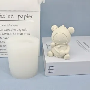 Silicone mold for cute bear figurine DIY handmade epoxy resin plaster craft making tools.