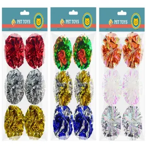 Details of the 6cm mixed color crinkle balls cat toys, perfect for pet entertainment and holiday decor.