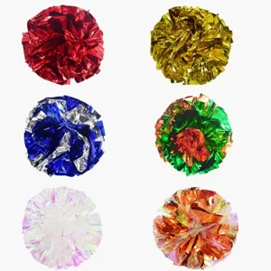 Colorful metallic crinkle balls cat toys interactive kitten play balls set of six pieces