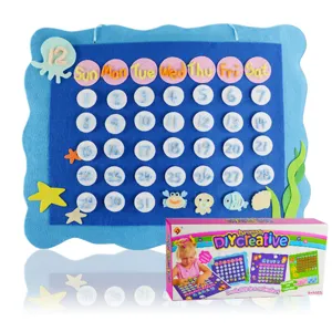 Children DIY Calendar Felt Craft Kit Educational Cartoon Puzzle Learning Toy Handmade Interactive Activity Gift