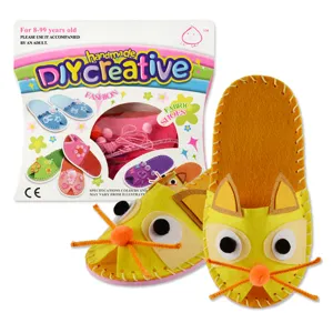 Bambini DIY Artigianato Pantofole Non Tessute Educativo Fatto a Mano Arte Giocattolo Materiale Creativo Pacchetto Bambini Compleanno Vacanza Regalo
