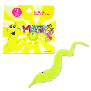 Fuzzy magic wiggle worm toy with packaging box, cute novelty toy for kids over 3 years old.