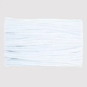 Light blue pipe cleaners detail shot, 6mm by 30cm fuzzy sticks for DIY crafts and art projects.