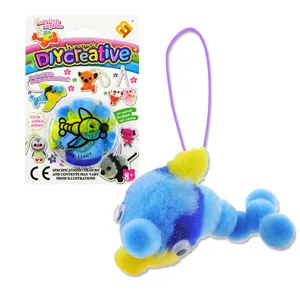 Kids DIY Plush Animal Craft Kit Cute Pom Pom Handmade Toy Phone Charm Educational Creative Craft Material Pack