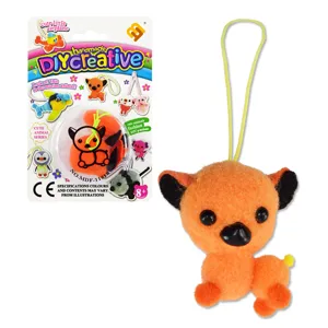 DIY fuzzy animal plush toy pendant material pack, cute creative handmade kids educational toy.