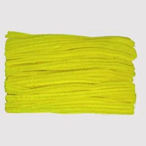 Bright yellow chenille stems for DIY crafts, pipe cleaners 30cm long, flexible art accessories.