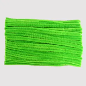 Detailed view of vibrant green pipe cleaners chenille stems for DIY crafts and handmade art.
