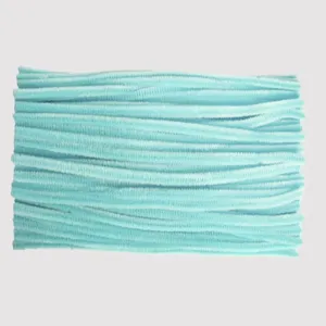 Light blue pipe cleaners for DIY crafts, flexible chenille stems for handmade art projects.
