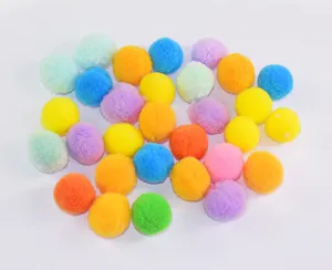 Colorful plush pom pom balls pet cat interactive toys fluffy assorted colors toy set