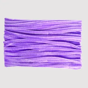 Detail view of purple pipe cleaners for DIY craft projects, soft chenille stems accessory.