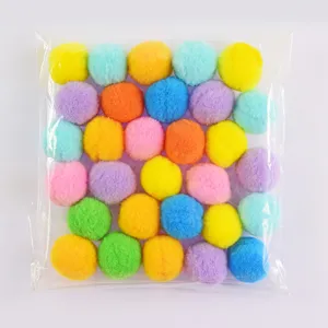 Colorful plush pom poms cat toy interactive pet toy colorful balls set for kittens