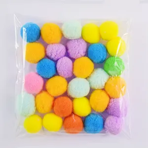 Colorful plush pom-pom balls cat toy set, soft fluffy interactive pet play accessories.