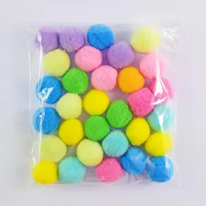 Colorful fuzzy pom poms cat toy balls soft fluffy craft DIY packs new hot sell item
