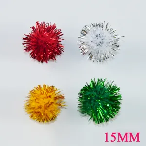 Pompon in Lametta Metallica Lucido Artigianato Pompon Per DIY Creazione Cucito E Decorazione Feste Forniture