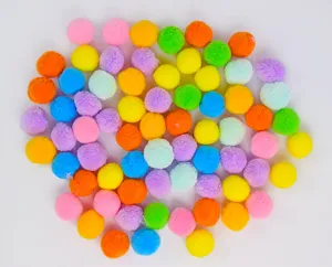 Colorful fluffy pom pom balls cat toys soft craft fluffy balls for interactive pet play time.