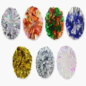 Colorful crinkle balls pet cat toys sparkly foil pom poms interactive fun play items