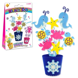 Kids DIY felt flower pot craft kit educational handmade creative toy for kindergarten