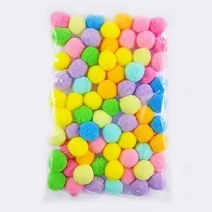 Colorful pom pom balls for cat teaser self-play interactive toys soft fluffy craft balls.