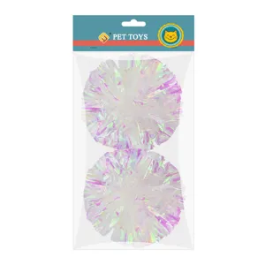Colorful holographic cat crinkle ball pet toy, shiny interactive paper toy for lovely kittens.