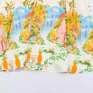 Chic resort style floral print long dress detail, elegant and charming summer fashion.