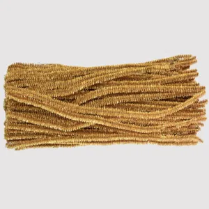 Gold metallic pipe cleaners detail, craft chenille stems bulk sparkle DIY art supply
