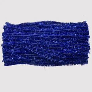 Blue metallic pipe cleaners 6mm x 30cm 100pcs glitter tinsel stems for DIY craft Christmas