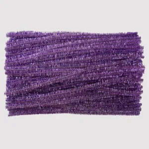 Purple metallic pipe cleaners 6mm x 30cm fuzzy stems for craft Christmas DIY decor detail.
