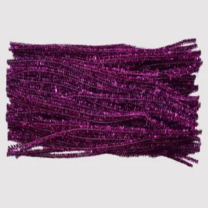 Purple metallic pipe cleaners for DIY crafts, 100pcs bendable chenille stems decoration.