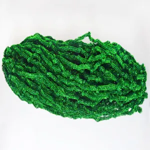 Green metallic pipe cleaners for craft art projects, flexible DIY fuzzy wire stems.