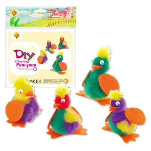 Bambini DIY pompon kit artigianale colorato uccelli soffici set giocattolo artigianale creativo