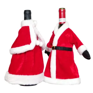 Weihnachtsflaschenhülle Set Weihnachtsmann Anzug Kleid roter Samt Tischdekoration