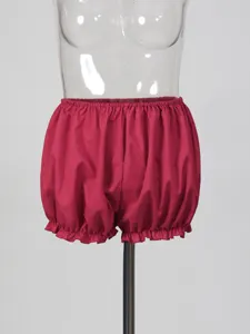 Femme vintage français culotte bouffante short taille élastique été rouge shorty mode