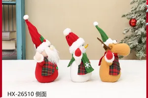Christmas plush doll decorations, cute Santa snowman and reindeer ornaments for holiday decor.