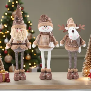 Natale peluche bambola decorazione gambe lunghe Babbo Natale pupazzo di neve renna set