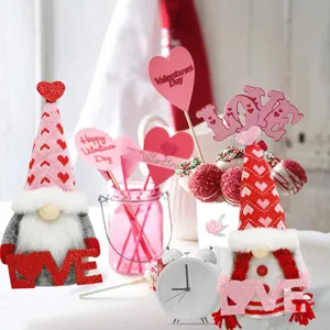 Valentine's Day Gnomes Plush Decorations Couple Faceless Doll With Love Sign For Table Decor Romantic Holiday Gift