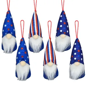 Independence Day Patriotic Gnome Hanging Ornaments Stars Stripes Polka Dots Red White Blue American Flag Home Decor