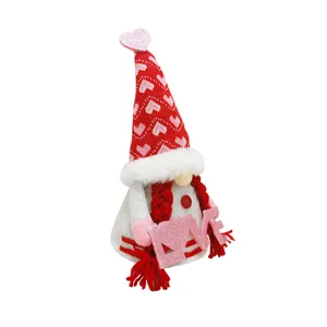 Valentine's Day gnome plush doll faceless toy couple holiday scene decor cute ornament