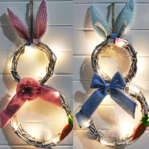 Guirlanda de Pascua luminosa con forma de conejo decoración colgante de pared set