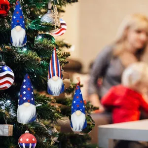 Patriotic Gnome hanging ornaments, red white and blue star stripe faceless doll decor.