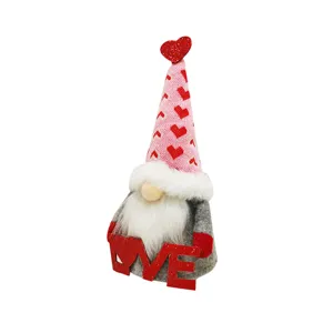 Valentine's day cute faceless gnome doll with heart hat and love sign for home decor gift