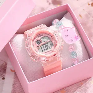 Montre Digitale Transparente Style Ins Pour Étudiants Lumineuse Enfants Sport Montre Mode Minimaliste Tendance Filles Montre Avec Bracelet Boîte Cadeau