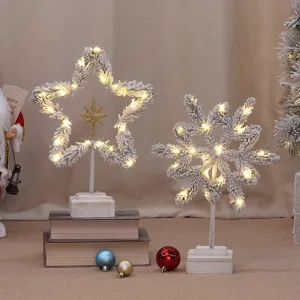 Weihnachten LED beleuchtete befand Stern und Schneeflocke Tischdekoration Feiertag Fenster Display