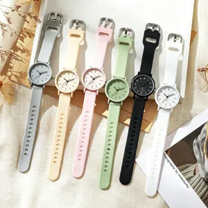 Macaron Candy Color Silicone Strap Quartz Watch Simple Fresh Student Women Watch Fashion