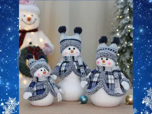Ensemble de poupées bonhomme de neige en peluche de Noël, manteau à carreaux.