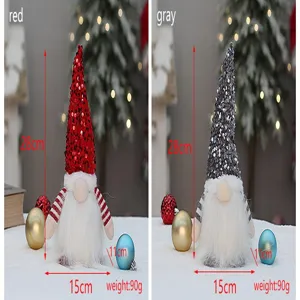 Christmas plush gnome toy with sequin hat holiday festive home decor table ornament 28cm