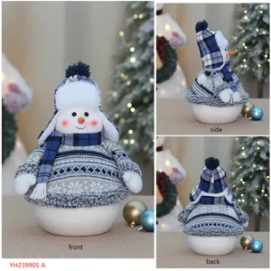 Poupée en peluche bonhomme de neige noël jouet tricoté bleu décoration de bureau cadeau