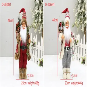 Statueina di Babbo Natale 46cm decorazione natalizia in piedi con zaino e stivali da neve